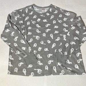 Target Mens spooky ghost halloween sleep shirt gray white long sleeved cotton